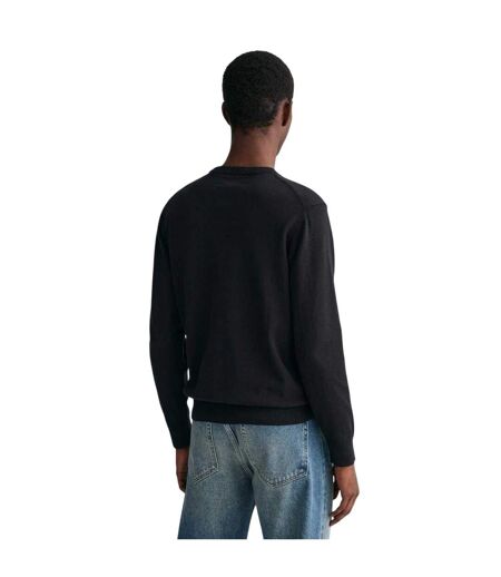 Mens Cotton Crew Neck Jumper Black Gant