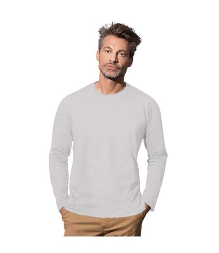 Mens Classic Long Sleeved Tee Heather Grey Stedman