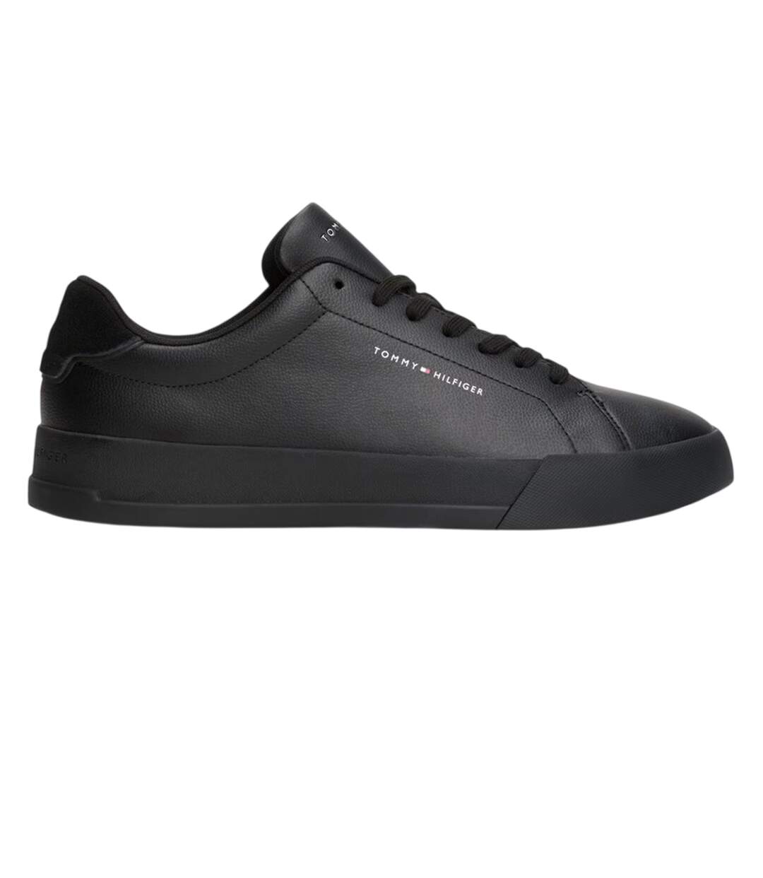 Mens Pebble Grain Court Leather Trainers Black Tommy Hilfiger-1