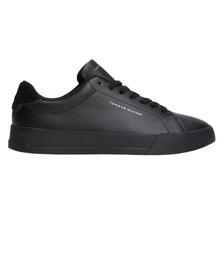 Mens Pebble Grain Court Leather Trainers Black Tommy Hilfiger