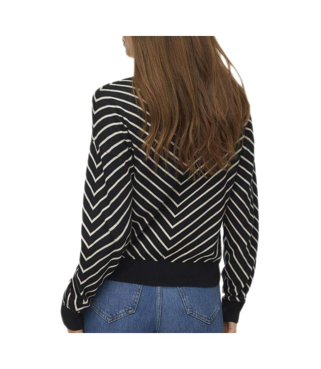 Pull noir/beige femme vero moda capricorn-2