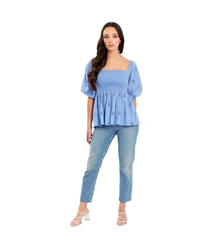 Blouse Manches Courtes Femme Bleu Be You