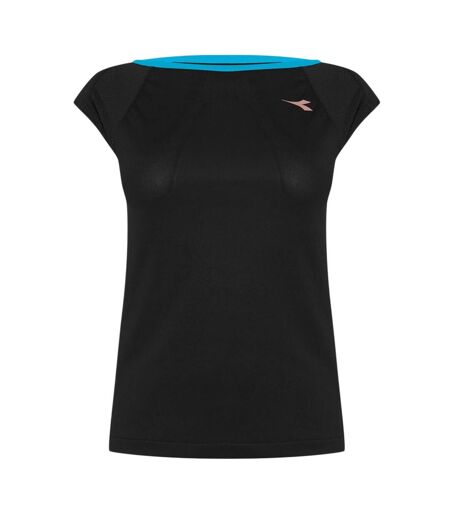 Womens/ladies Logo Crew Neck T-shirt Black Diadora