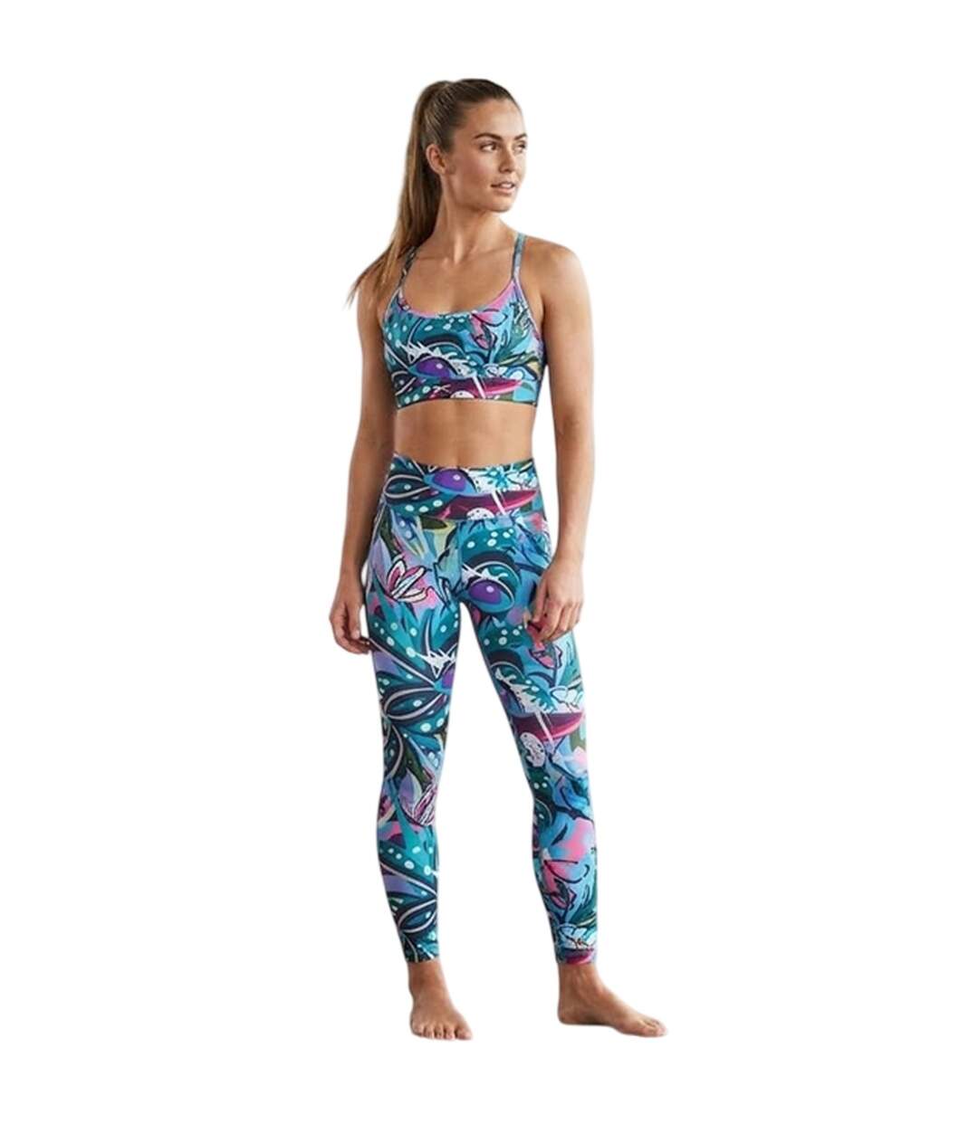 Womens/ladies Abstract Sports Bra Blue Purple Reebok-1