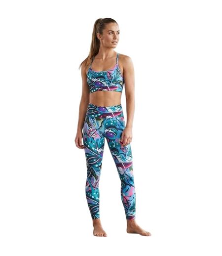 Womens/ladies Abstract Sports Bra Blue Purple Reebok