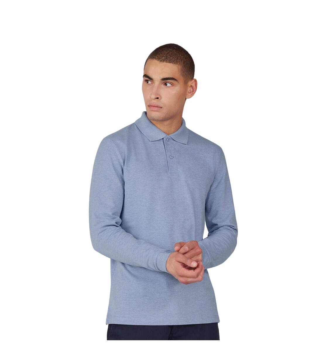 Polo Manches Longues My Homme Bleu Chiné B&C-1