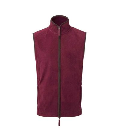 Mens Artisan Fleece Gilet Burgundy Brown Premier