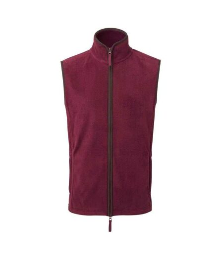 Mens Artisan Fleece Gilet Burgundy Brown Premier