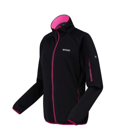 Regatta Womens/Ladies Ravenhill Full Zip Fleece Top (Black/Pink Potion) - UTRG9742