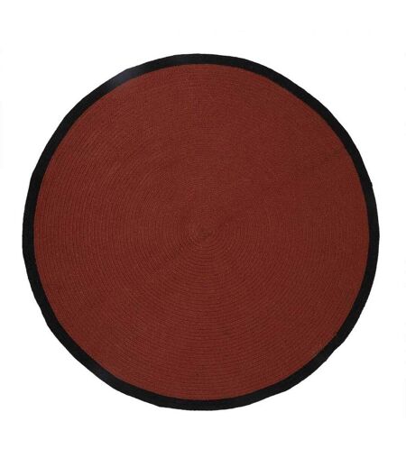 Tapis Rond en Coton Bord 120cm Terracotta & Noir