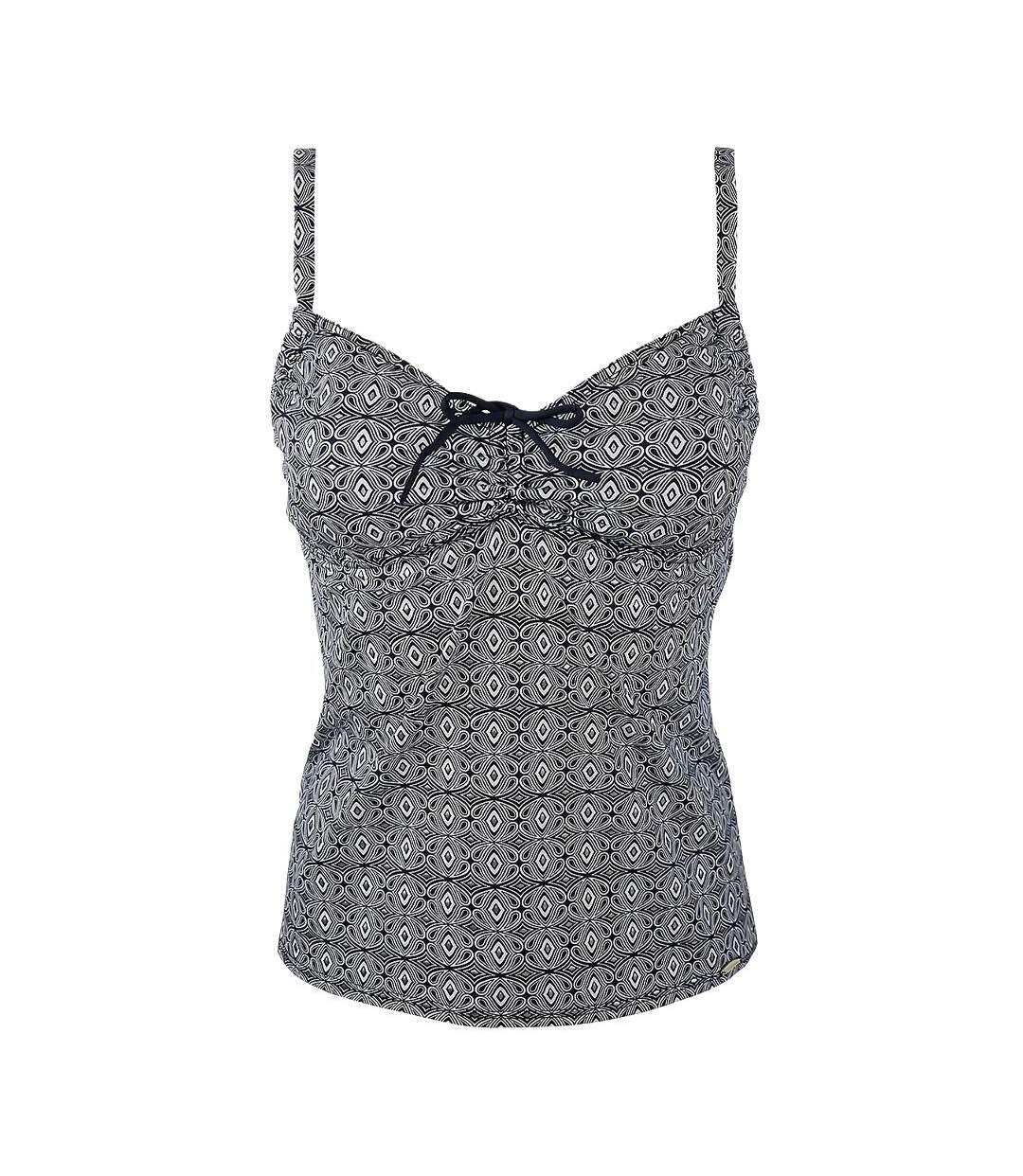 Haut de maillot de bain noir/blanc femme grain de sable tankini-1