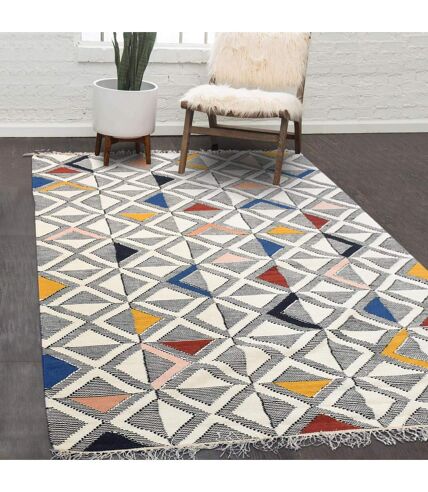 Tapis kilim fait à la main en laine motif géométrique