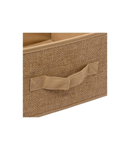 Boîte de Rangement Toile de Jute 31x31cm Beige Lin