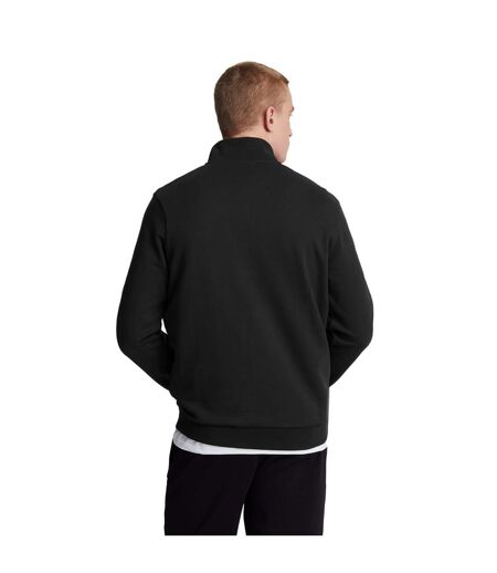 Mens loopback quarter zip sweatshirt jet black Lyle & Scott