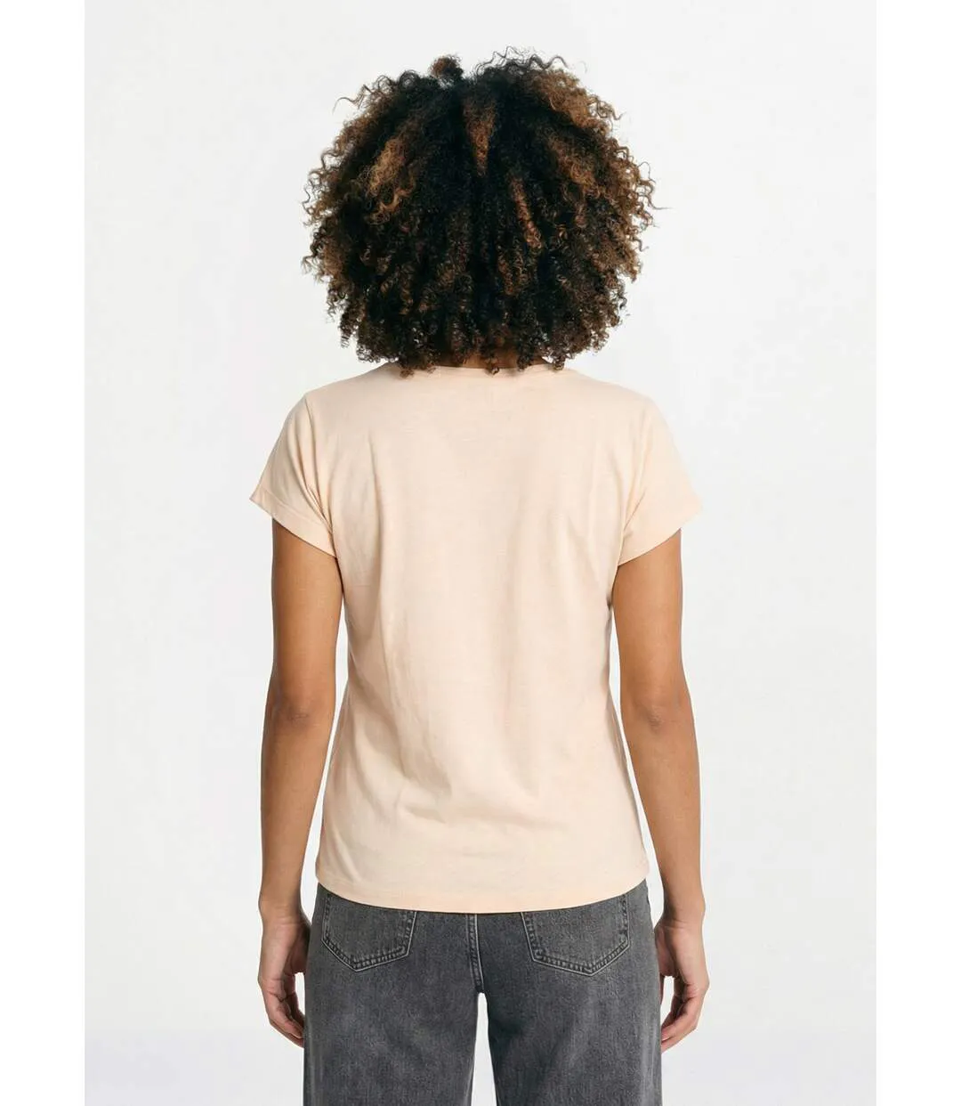 T-shirt court uni brodé ajouré manches courtes-2
