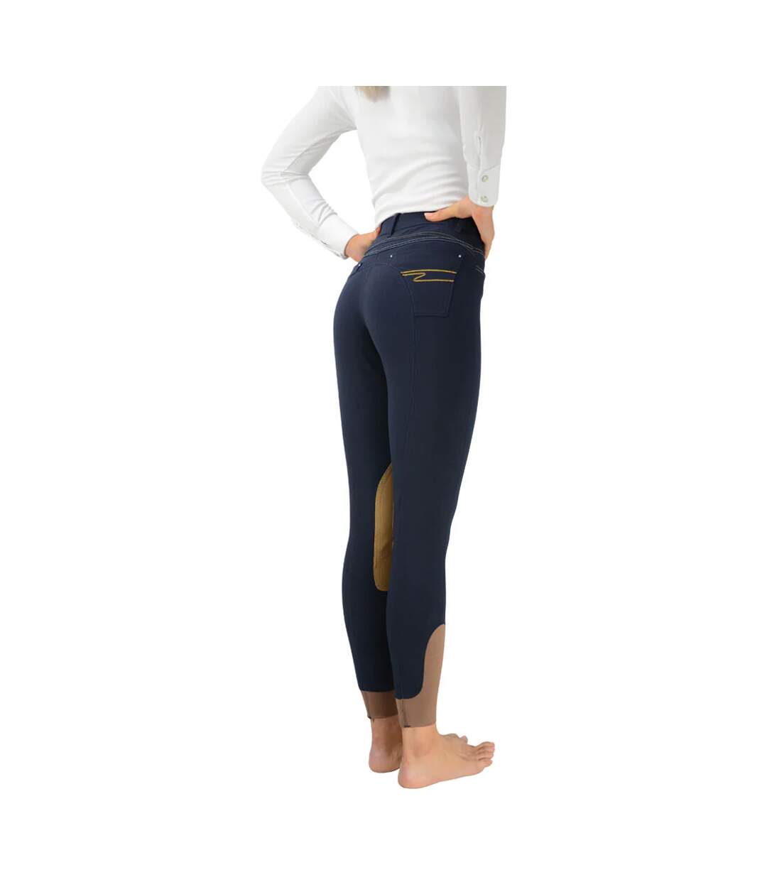 Pantalon d'équitation malvern femme bleu marine / caramel HyPERFORMANCE-2