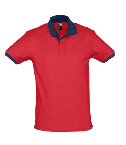 Polo homme bicolore - 11369 - rouge