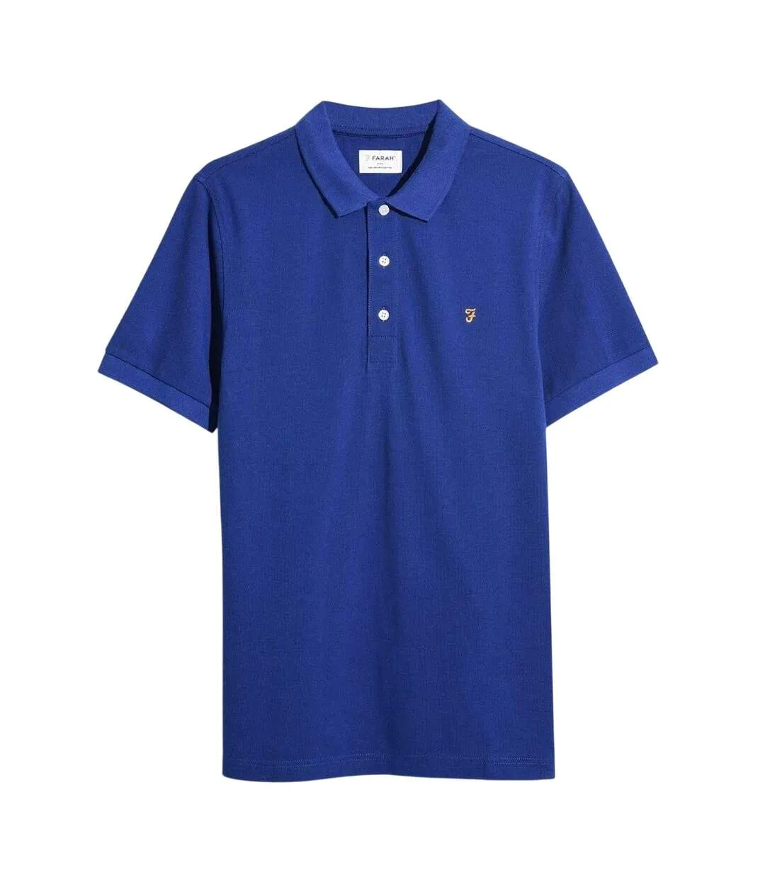 Mens Cotton Short-sleeved Polo Shirt Blue Farah-2