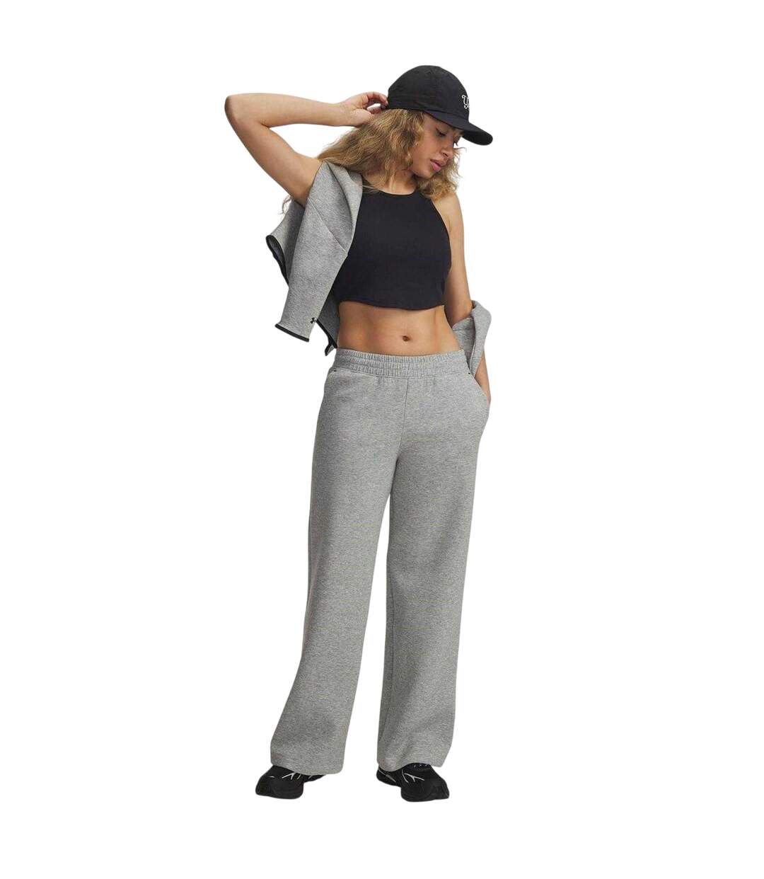 Womens/ladies Wide Leg Sweatpants Grey Under Armour-1