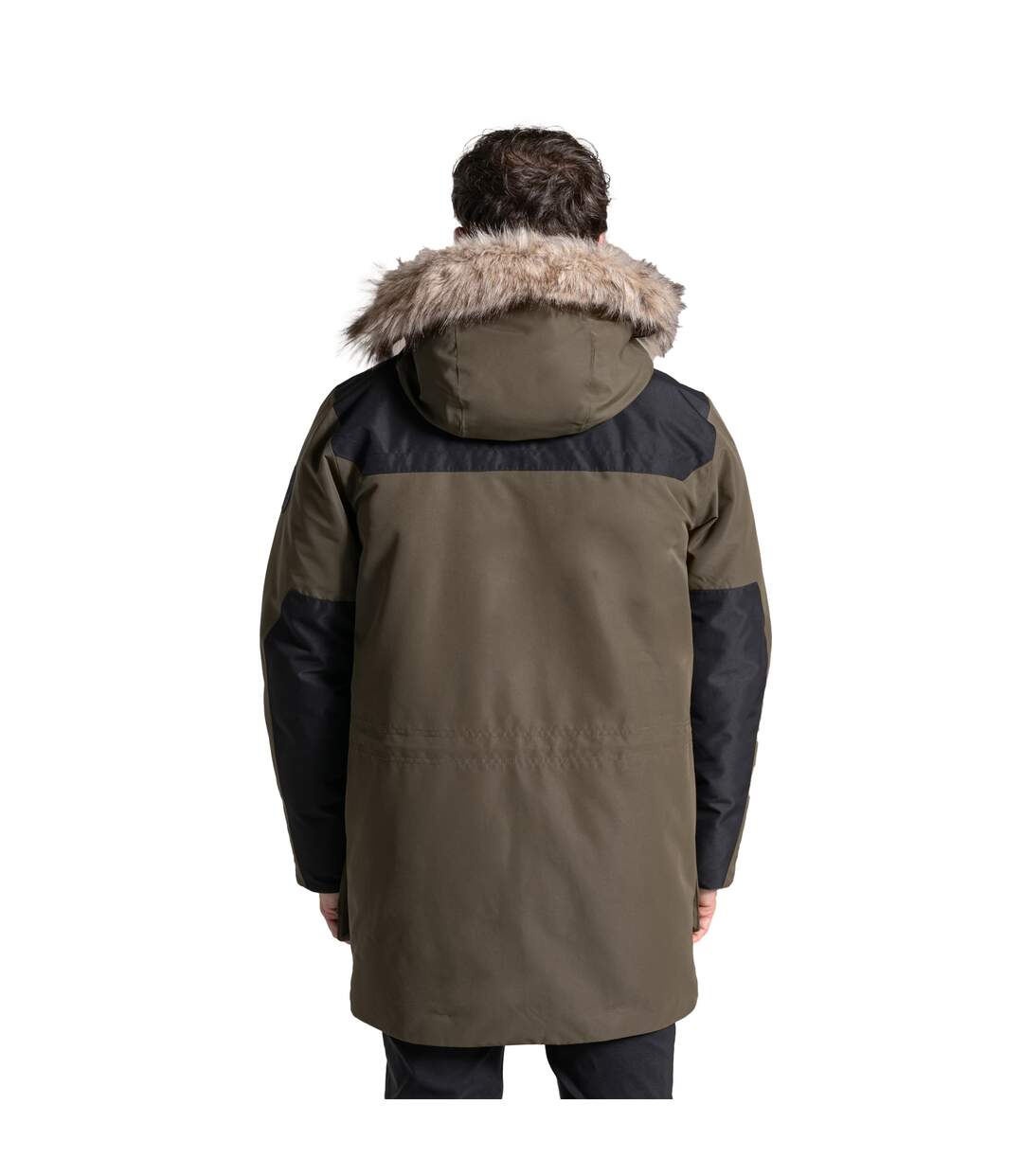 Veste Imperméable À Capuche Avec Bord Duveteux Amovible Bishorn Homme Kaki Sombre Craghoppers-3