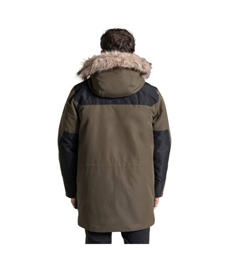 Veste Imperméable À Capuche Avec Bord Duveteux Amovible Bishorn Homme Kaki Sombre Craghoppers