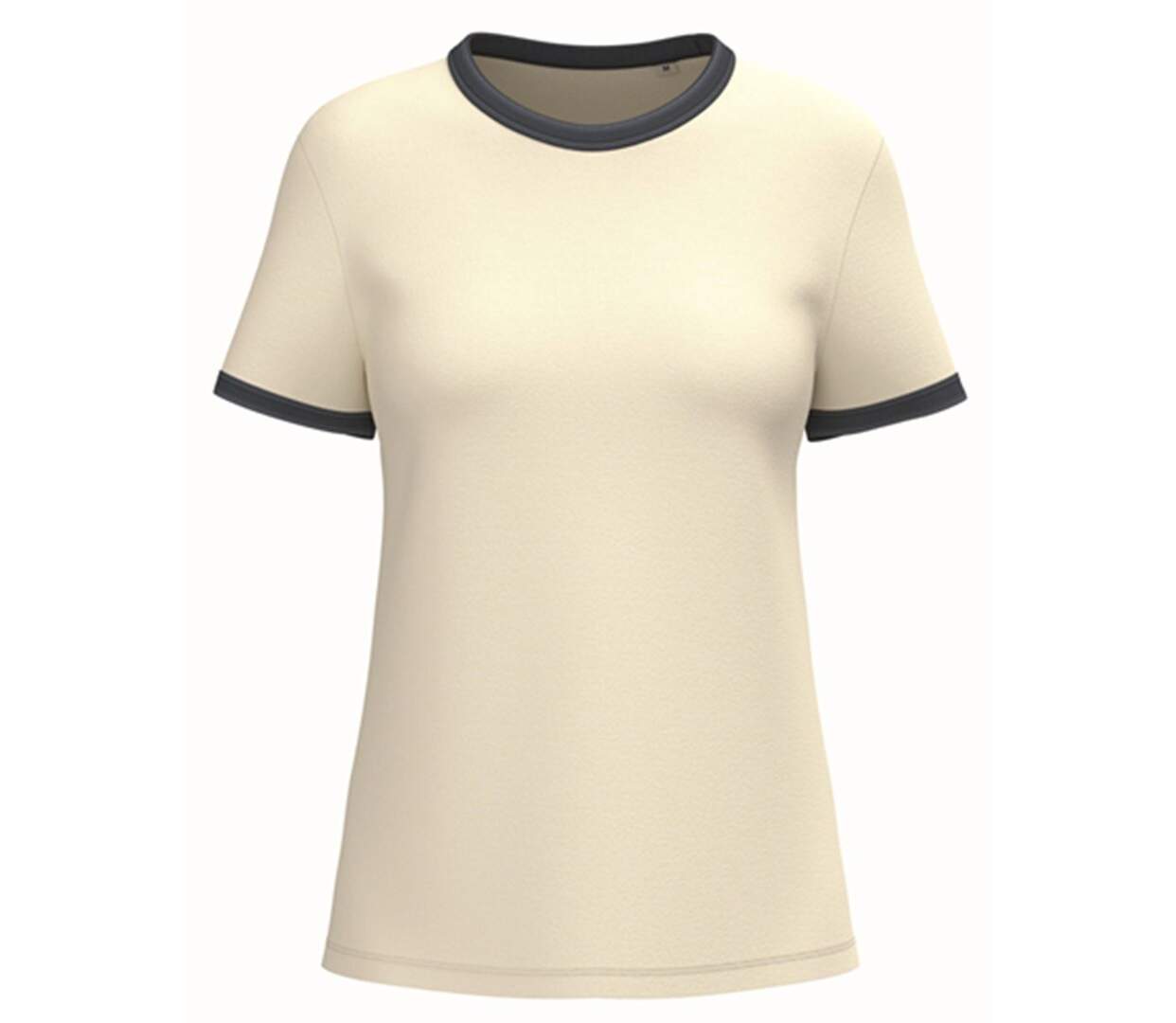 T-shirt à bords contrastés - Femme - PAT361 - beige ivoire et bleu marine-1