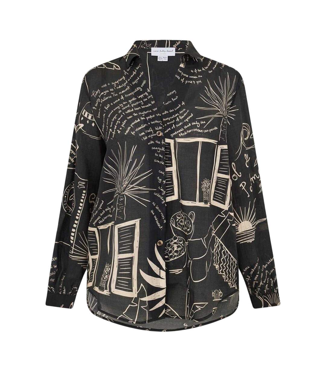 Womens/ladies Palma Miley Lyocell Long-sleeved Shirt Black White Never Fully Dressed-1