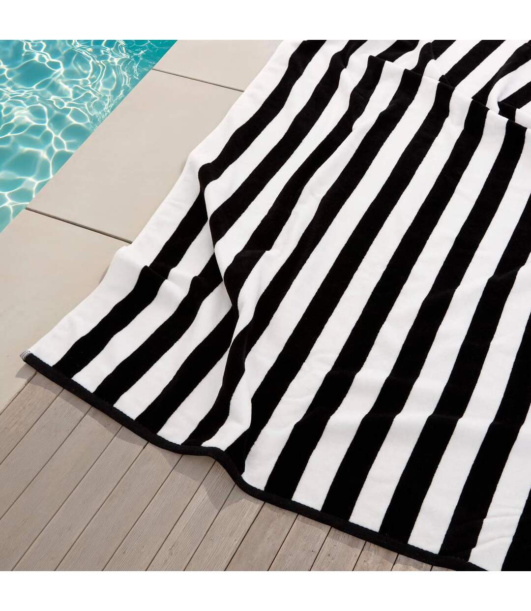 Drap de Bain à Rayures The Palm Resort 90x180cm Noir et Blanc-3