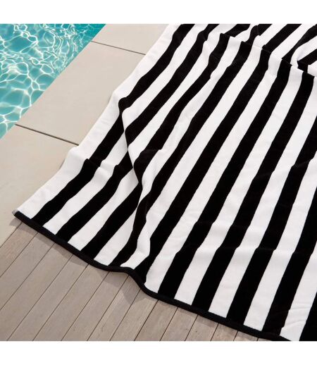 Drap de Bain à Rayures The Palm Resort 90x180cm Noir et Blanc
