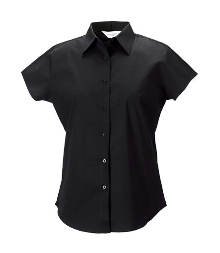 Russell Collection Ladies/Womens Cap Sleeve Easy Care Fitted Shirt (Black)