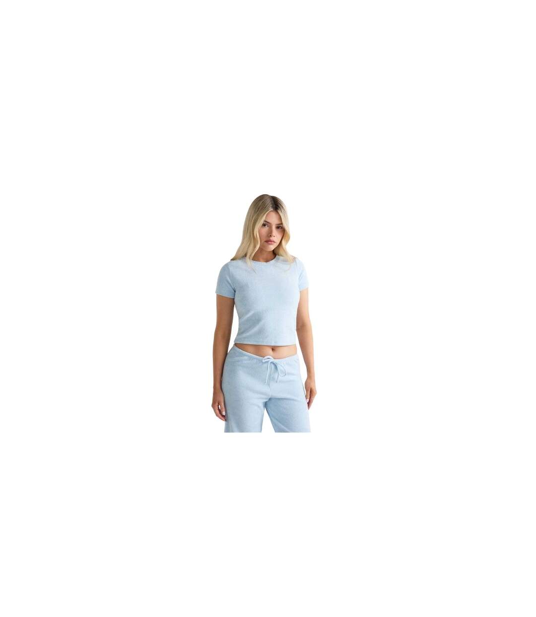 Womens/ladies Livia Terrycloth Crop Top Blue 4th & Reckless-1