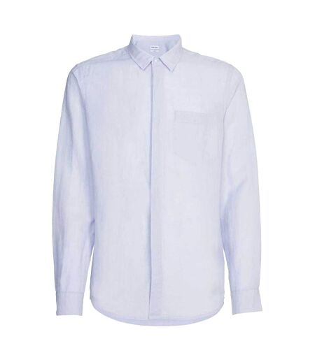 Mens Linen Regular Shirt Blue Calvin Klein