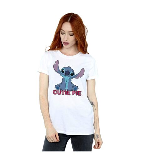 Disney Femmes/Ladies Lilo And Stitch Stitch Cutie Pie Cotton Boyfriend T-Shirt (Blanc) - UTBI29723