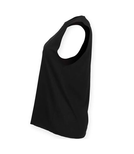 Womens/ladies high-neck tank top black Skinni Fit