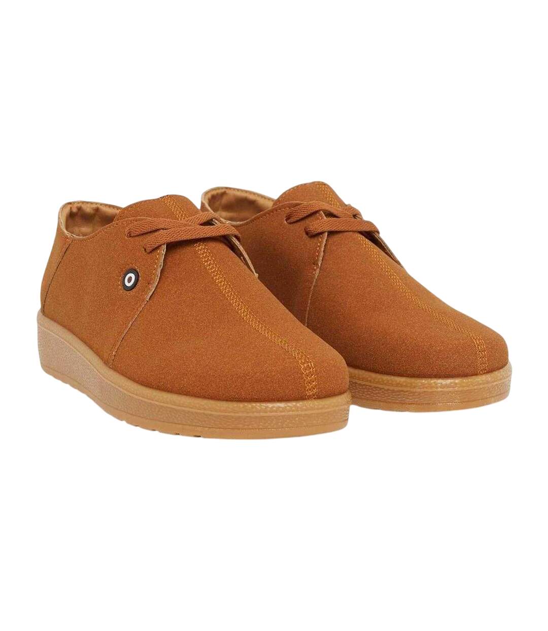 Mens Panda Lace Up Flat Casual Shoes Tan Lambretta-3