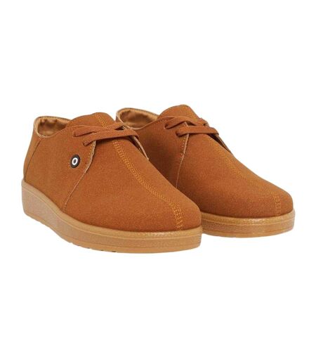 Mens Panda Lace Up Flat Casual Shoes Tan Lambretta