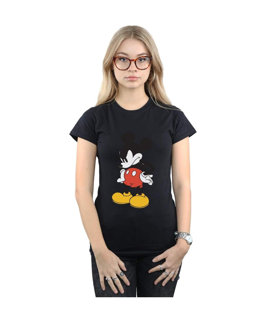 Disney T-shirt en coton Femme/Ladies Mickey Mouse Angry Look Down (Noir) - UTBI32103-2