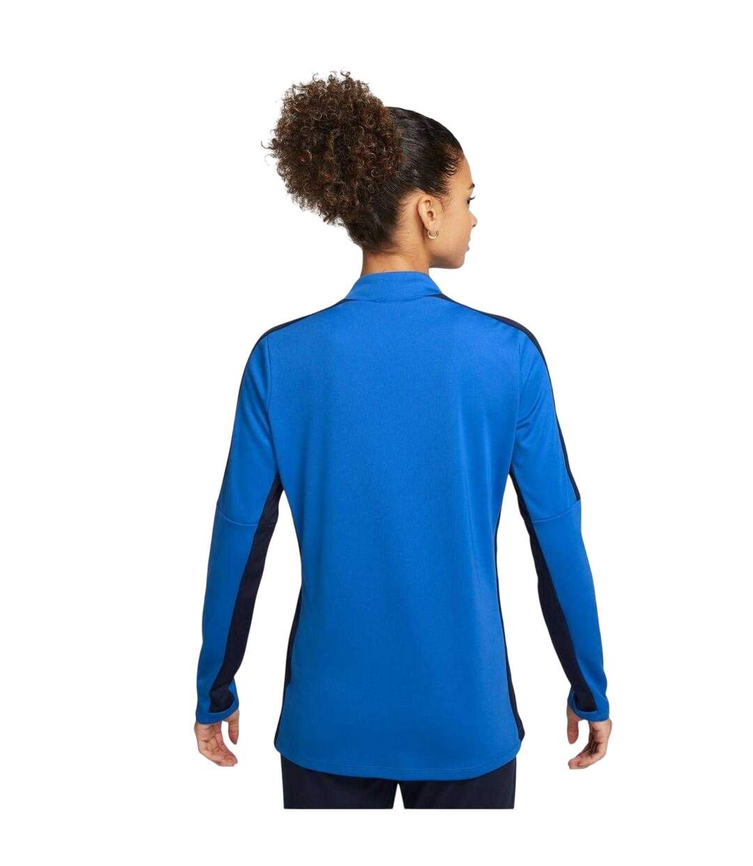 Womens/ladies Performance Zip Neck Training Sweatshirt Blue White Nike-3