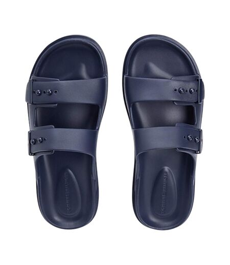 Mens Logo Double Strap Sliders Desert Sky Tommy Hilfiger