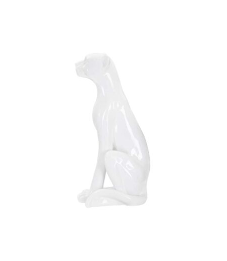 Statue Déco en Résine Léopard Assis 74cm Blanc