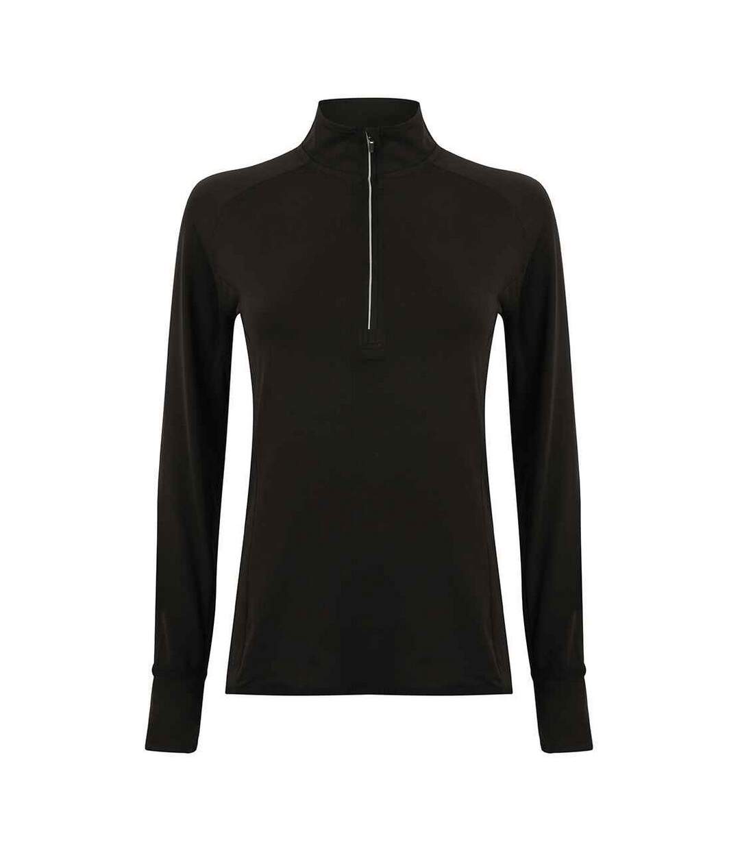 Womens/ladies performance quarter zip long-sleeved top black Tombo-1