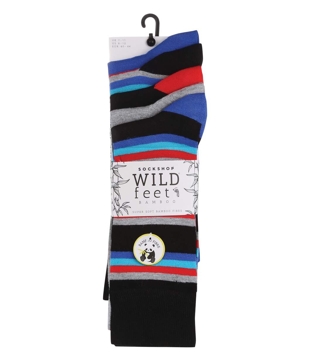 Wild Feet - 3 Paires Homme Chaussettes | Chaussettes Bambou Unies Rayures