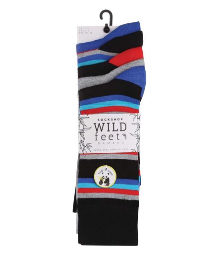 Wild Feet - 5 Pk Mens Striped Bamboo Dress Socks