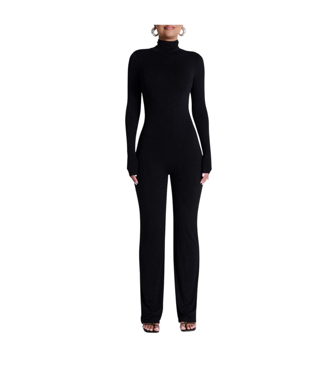 Womens/ladies Sculpted Straight Leg Jumpsuit Black Naked Wardrobe-1