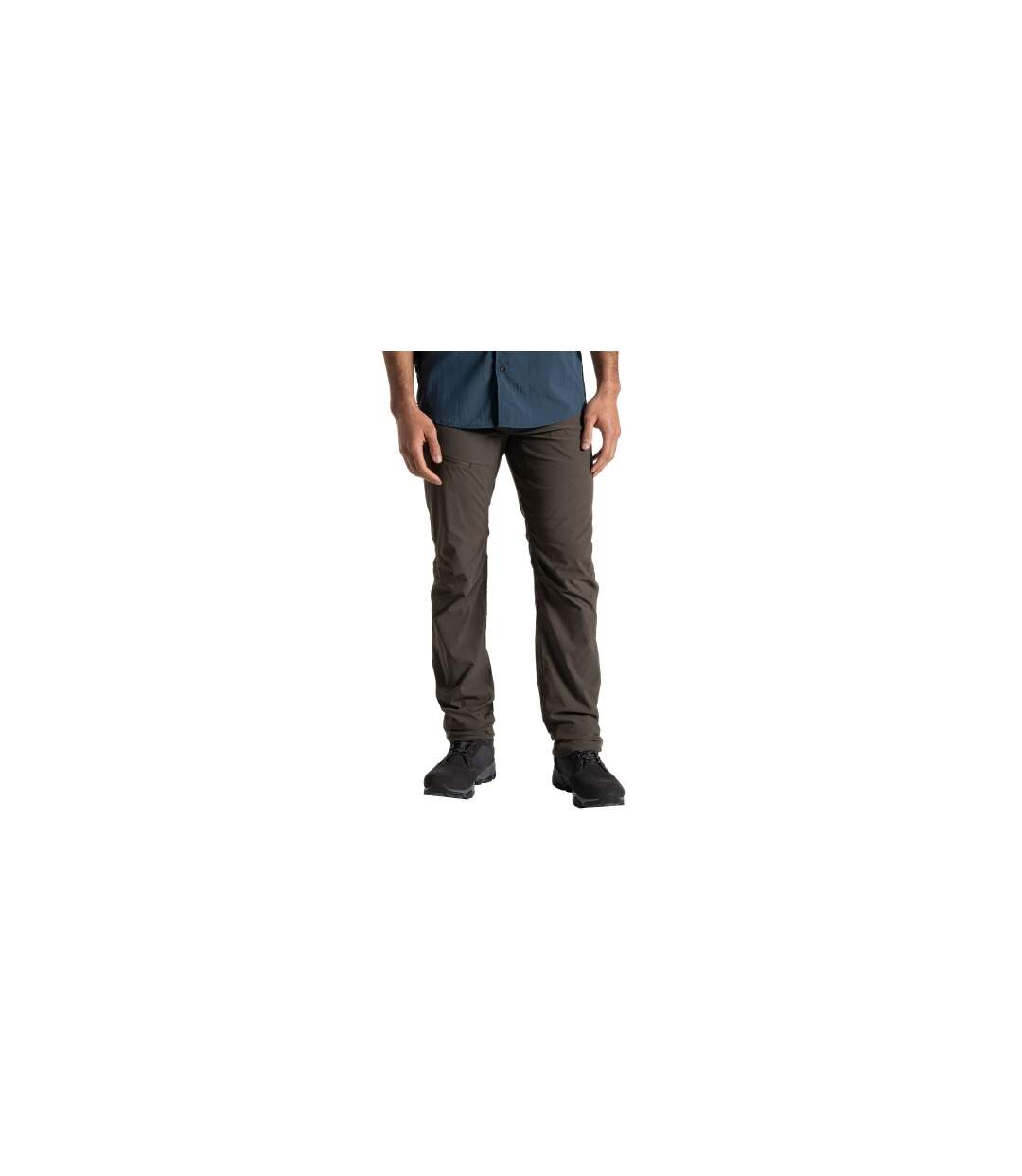 Pantalon Cintré Et Uni À Taille Ajustable Homme Kaki Sombre Craghoppers-1