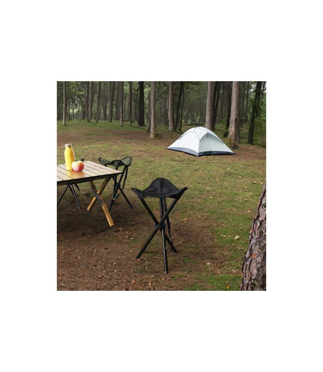 Tabouret de Camping Pliable 45cm Noir-3