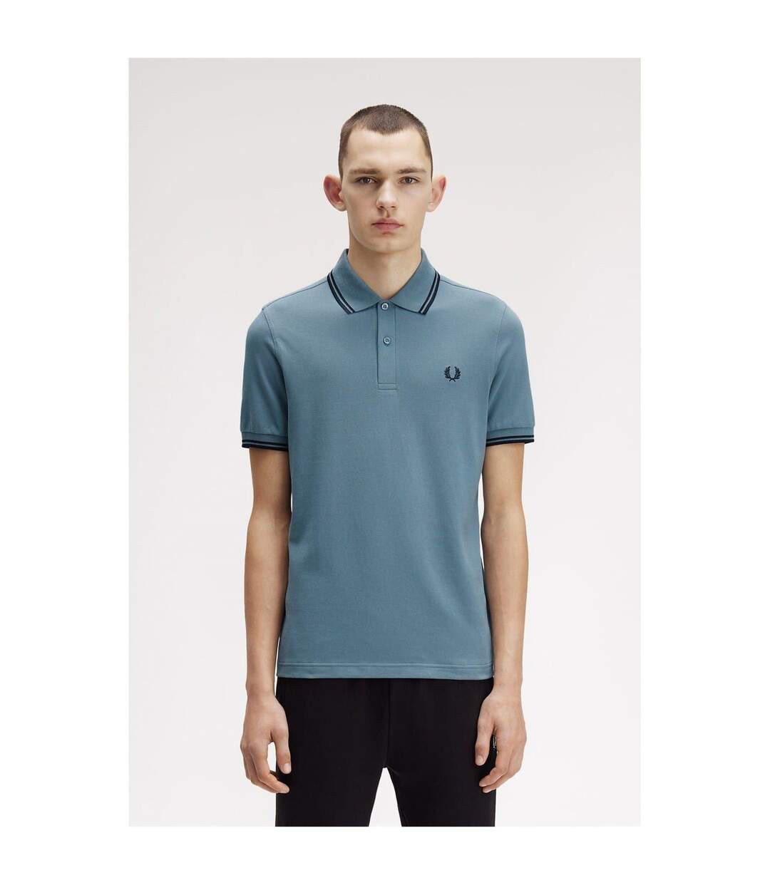 Mens Twin Tip Polo Shirt Blueberry Fred Perry-3