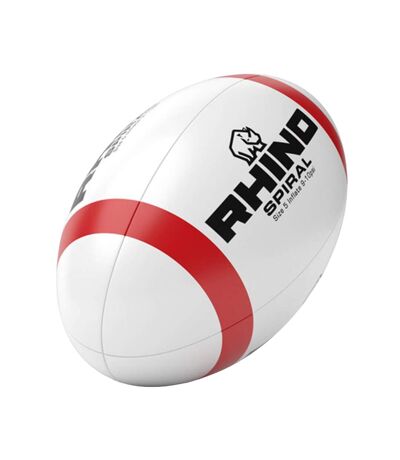 Ballon de rugby spiral kick developer taille 5 blanc / rouge Rhino