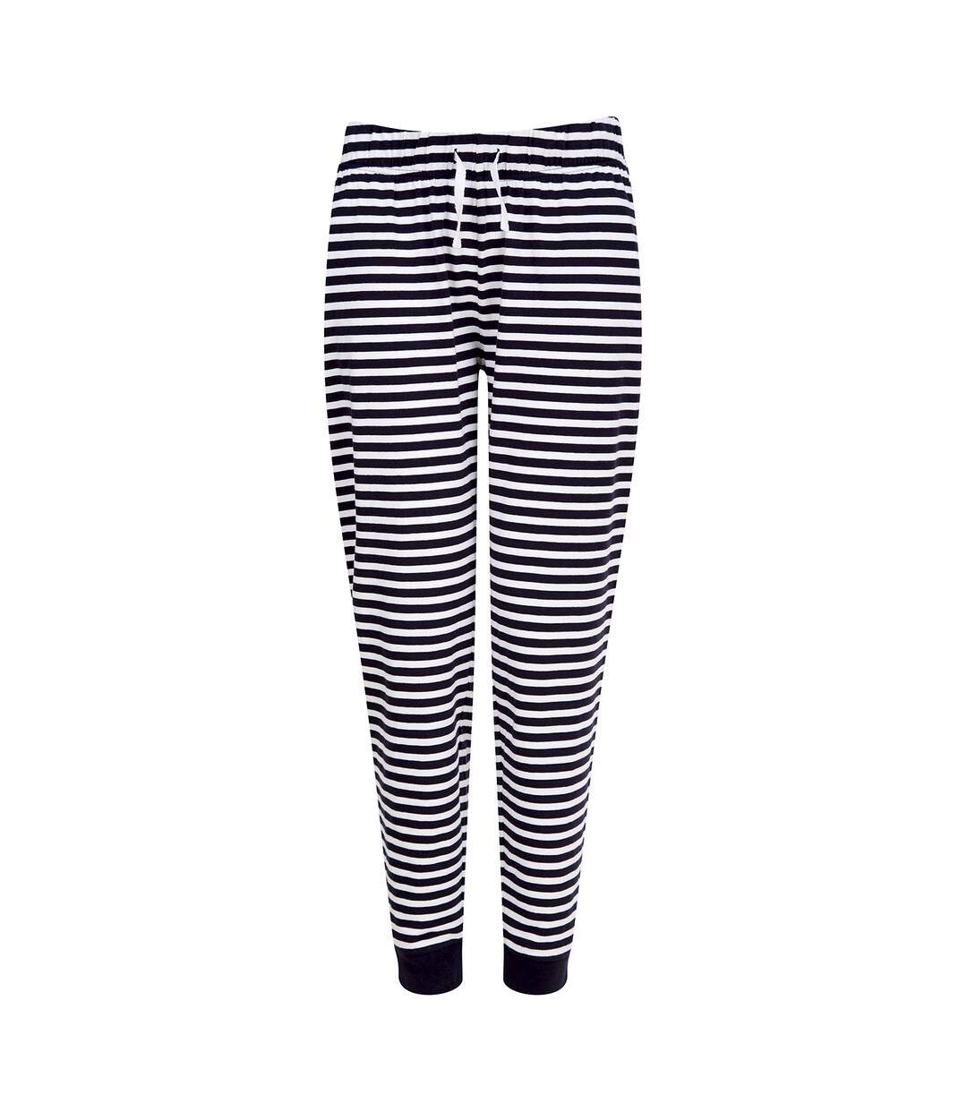 Womens/ladies striped lounge pants navy/white SF