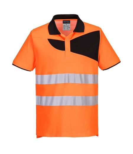 Portwest Mens PW2 Cotton Hi-Vis Safety Polo Shirt (Orange/Black) - UTPW550
